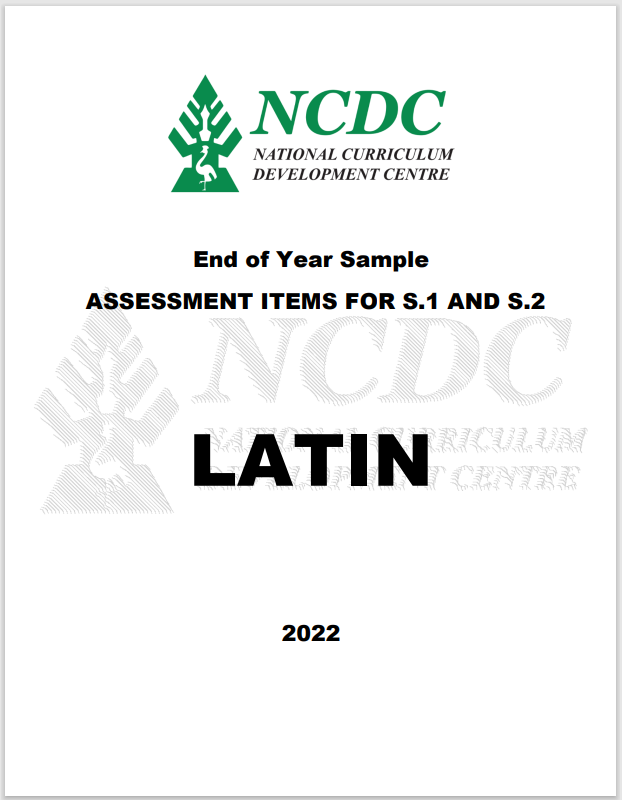 NCDC Latin Sample Assessment Items For S1&S2